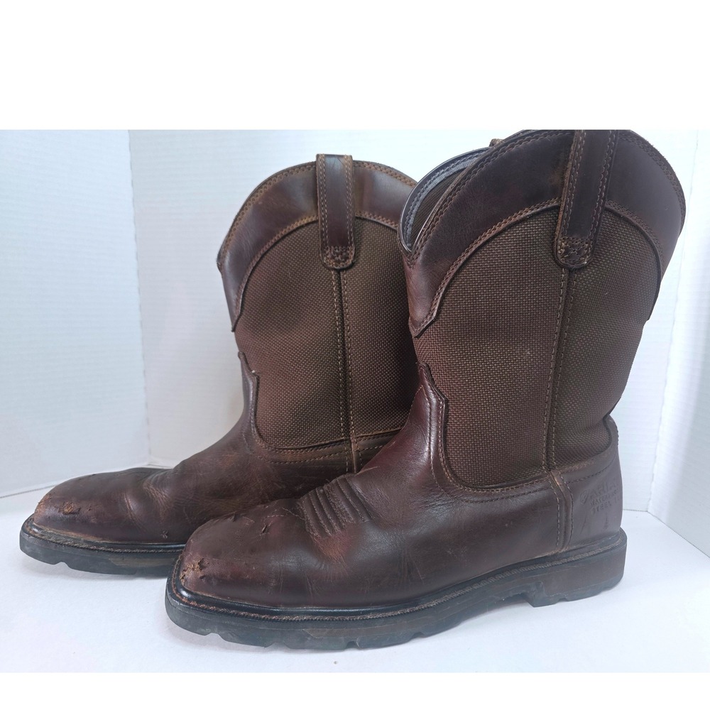 Ariat Work Mens 11D Waterproof Steel Toe Square Toe Brown Leather Boots EH Rated